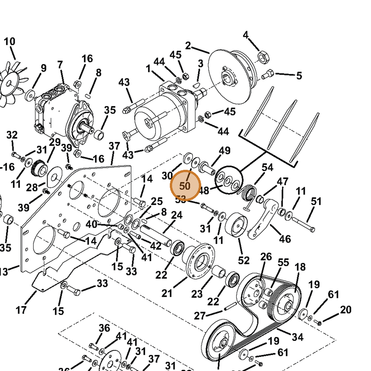 Grasshopper part 257044 — IPL diagram snippet (6x zoom, amber highlight)