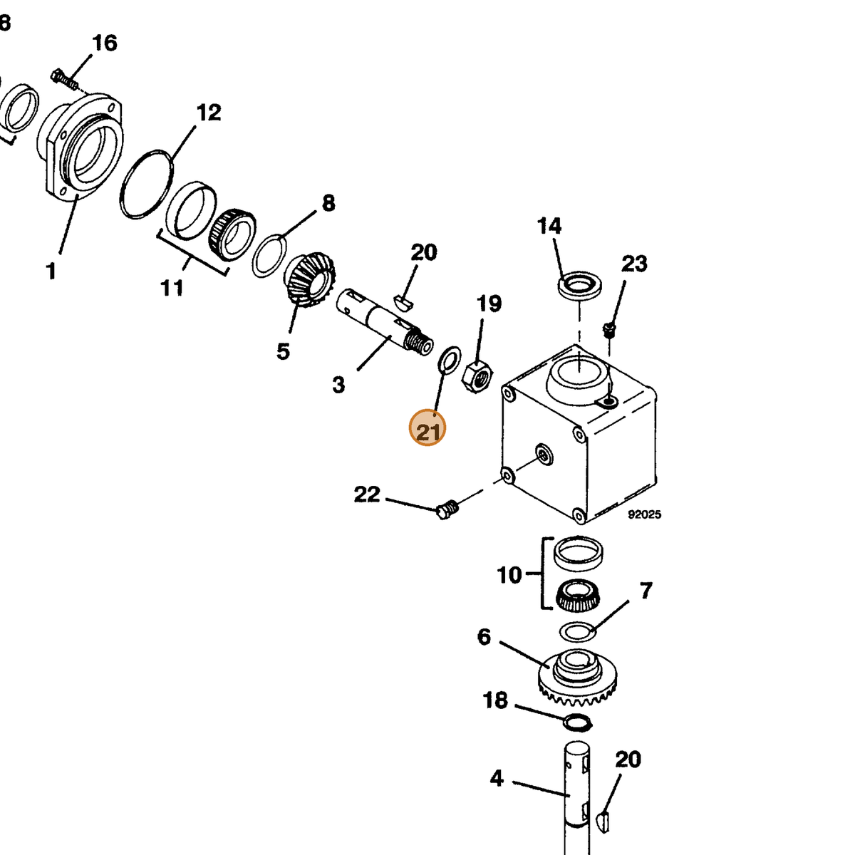 Grasshopper part 257093 — IPL diagram snippet (6x zoom, amber highlight)