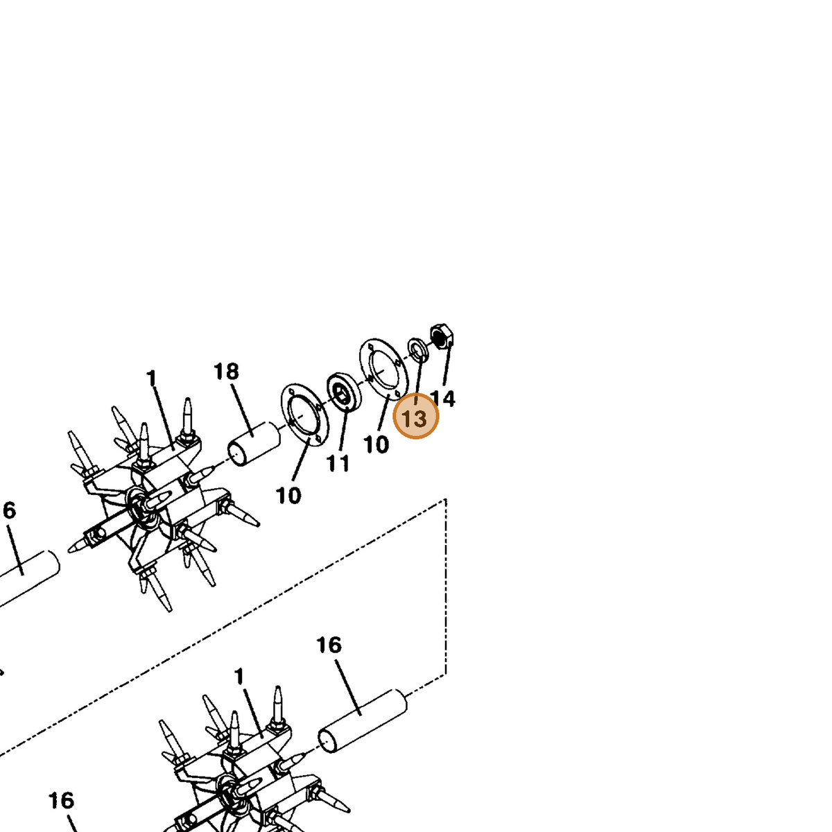Grasshopper part 257495 — IPL diagram snippet (6x zoom, amber highlight)