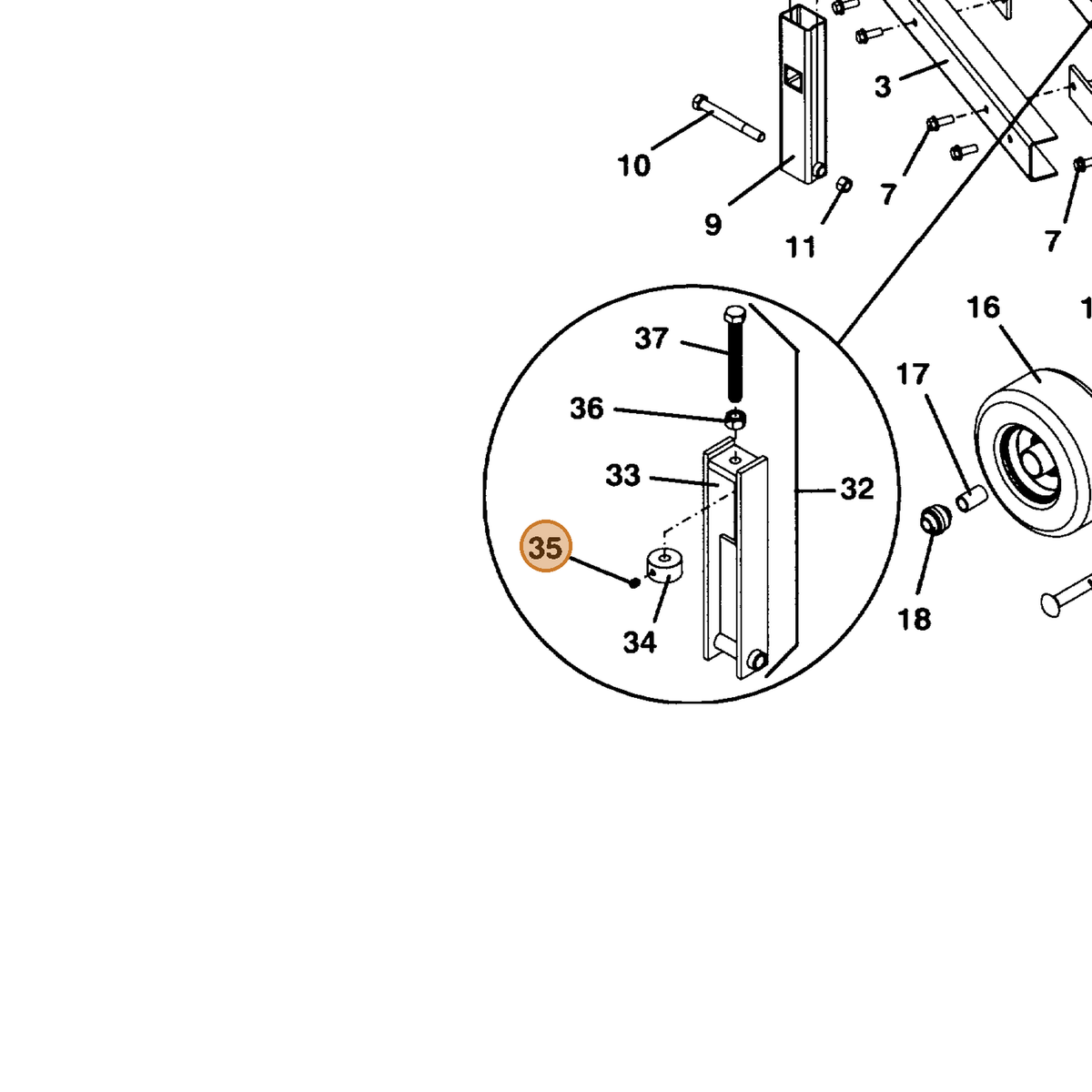 Grasshopper part 259311 — IPL diagram snippet (6x zoom, amber highlight)