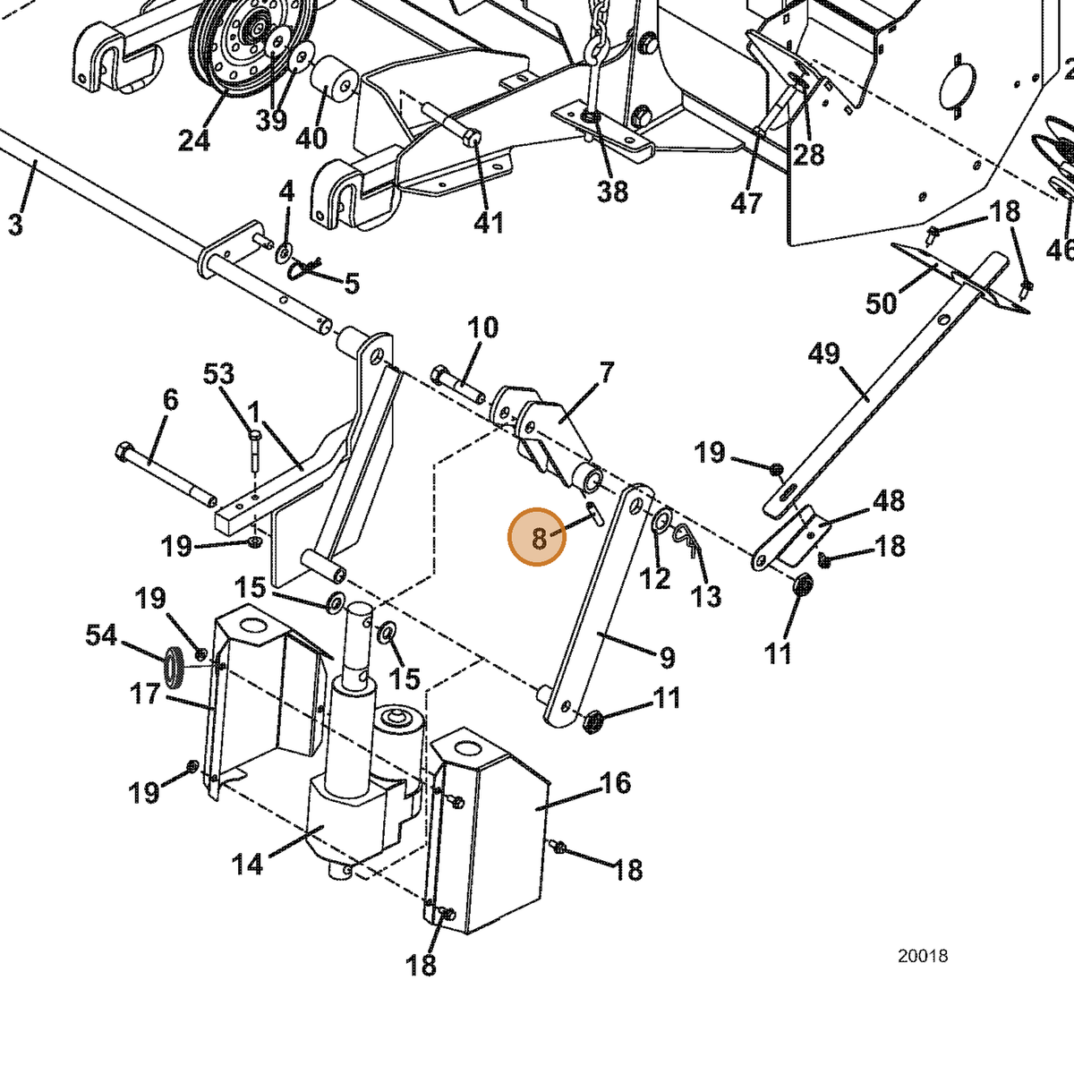Grasshopper part 261058 — IPL diagram snippet (6x zoom, amber highlight)