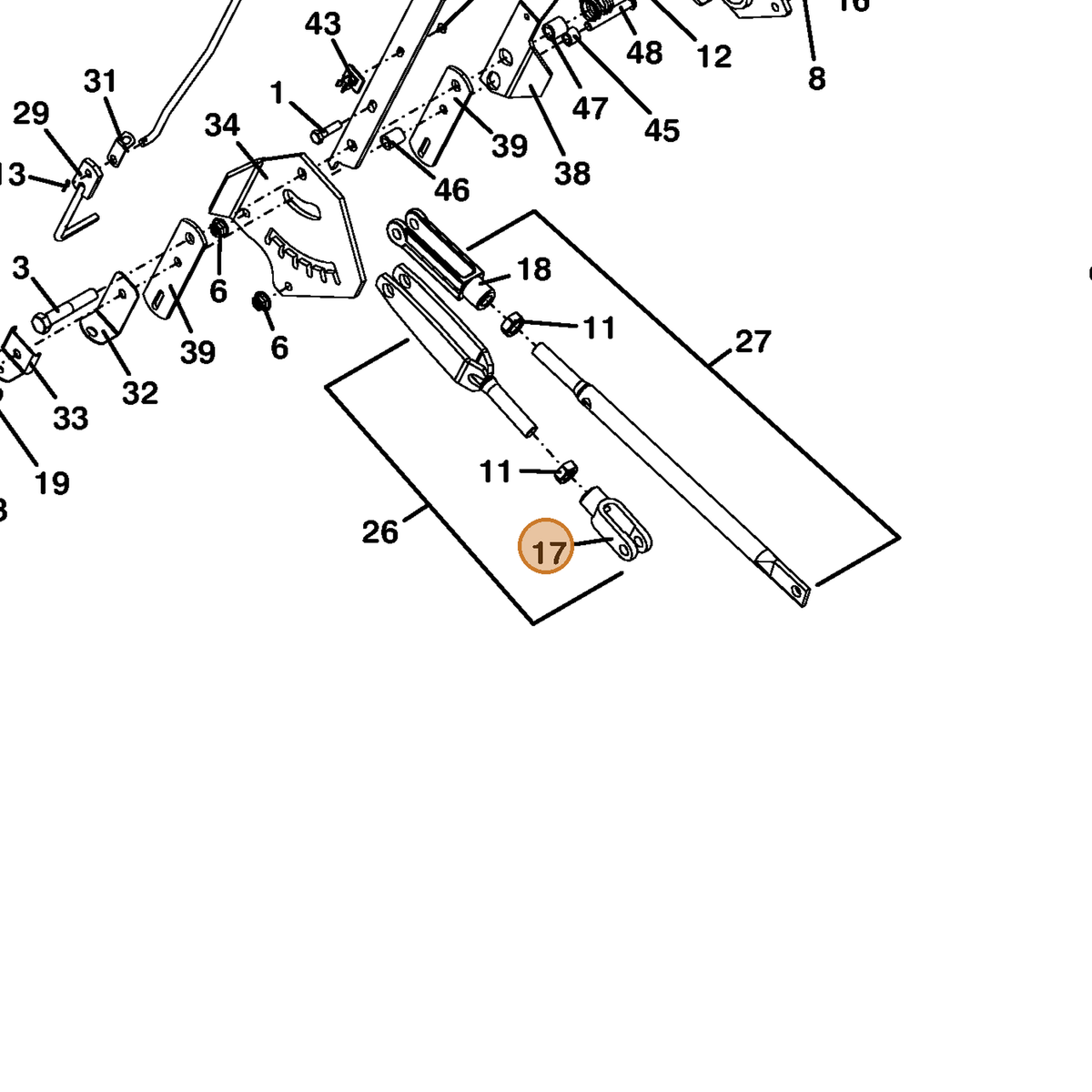 Grasshopper part 265565 — IPL diagram snippet (6x zoom, amber highlight)