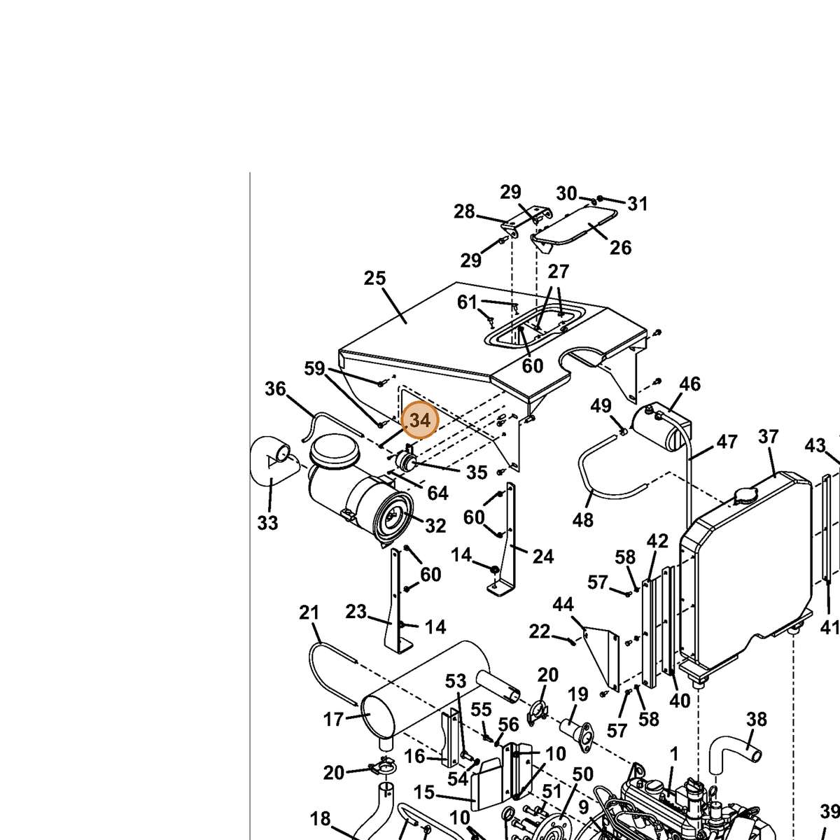 Grasshopper part 280255 — IPL diagram snippet (6x zoom, amber highlight)
