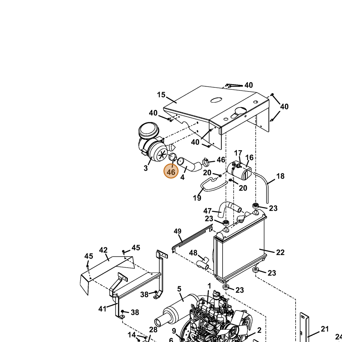 Grasshopper part 280303 — IPL diagram snippet (6x zoom, amber highlight)