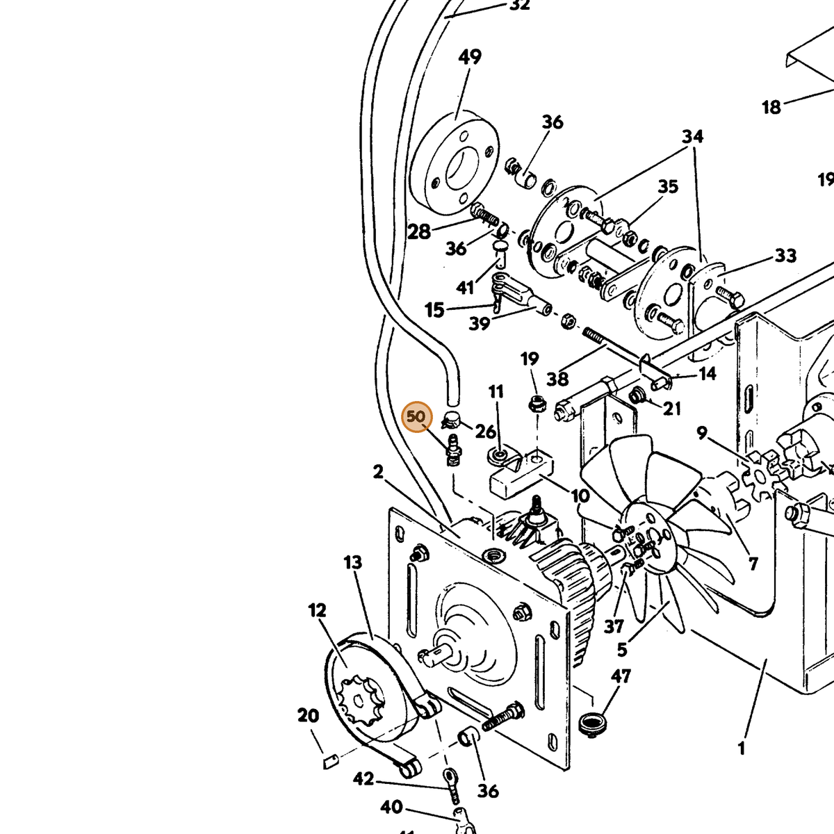 Grasshopper part 280922 — IPL diagram snippet (6x zoom, amber highlight)