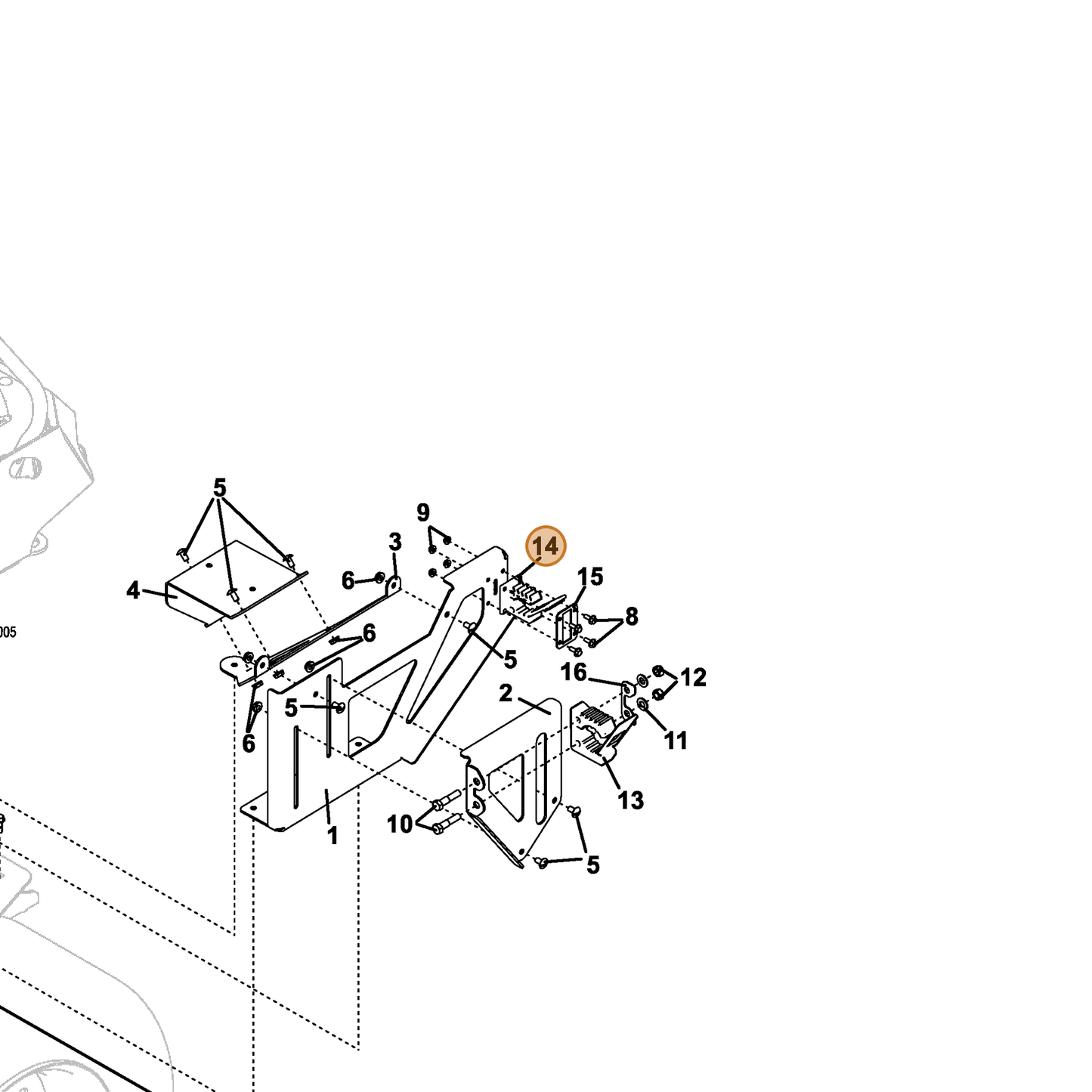 Grasshopper part 281310 — IPL diagram snippet (6x zoom, amber highlight)