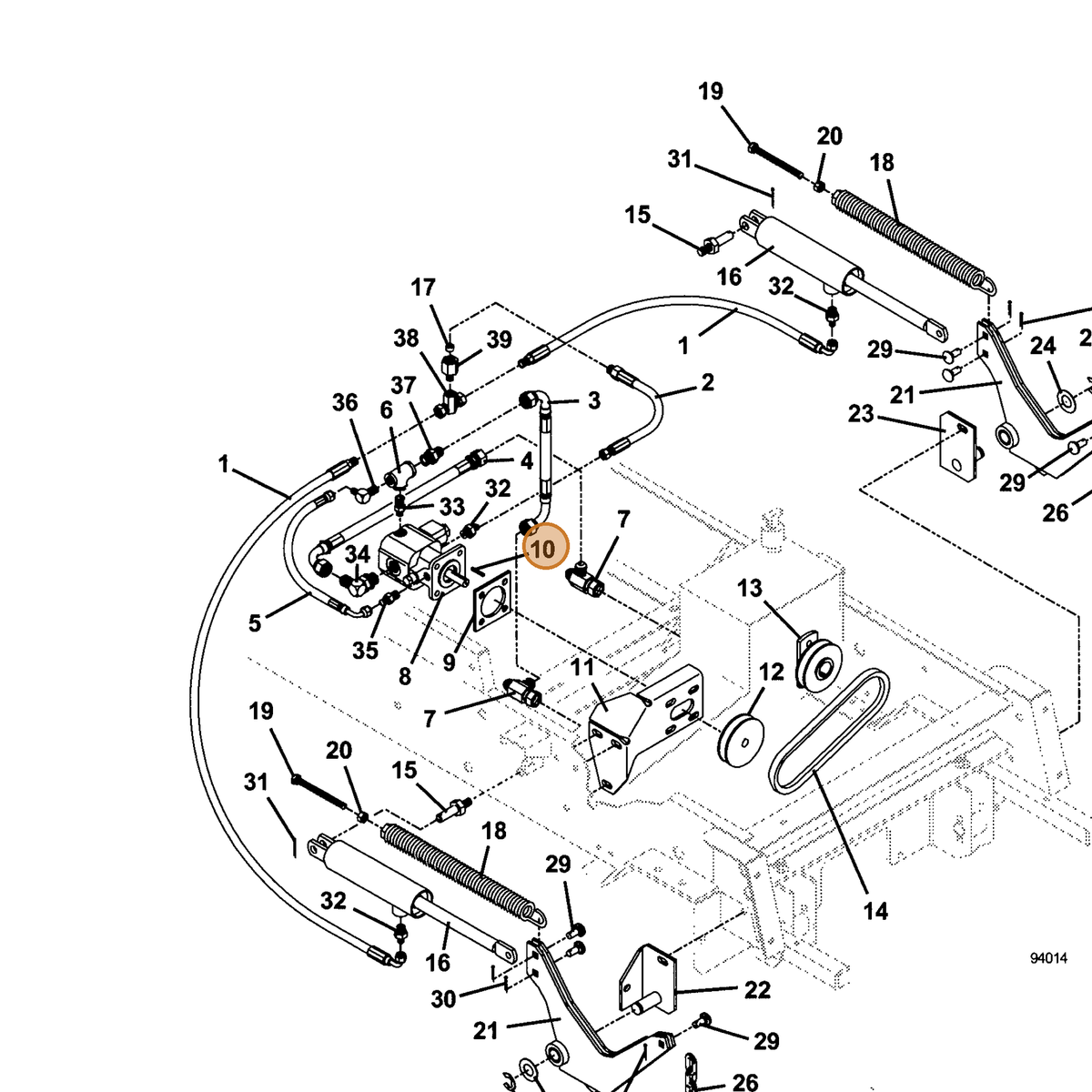 Grasshopper part 281540 — IPL diagram snippet (6x zoom, amber highlight)