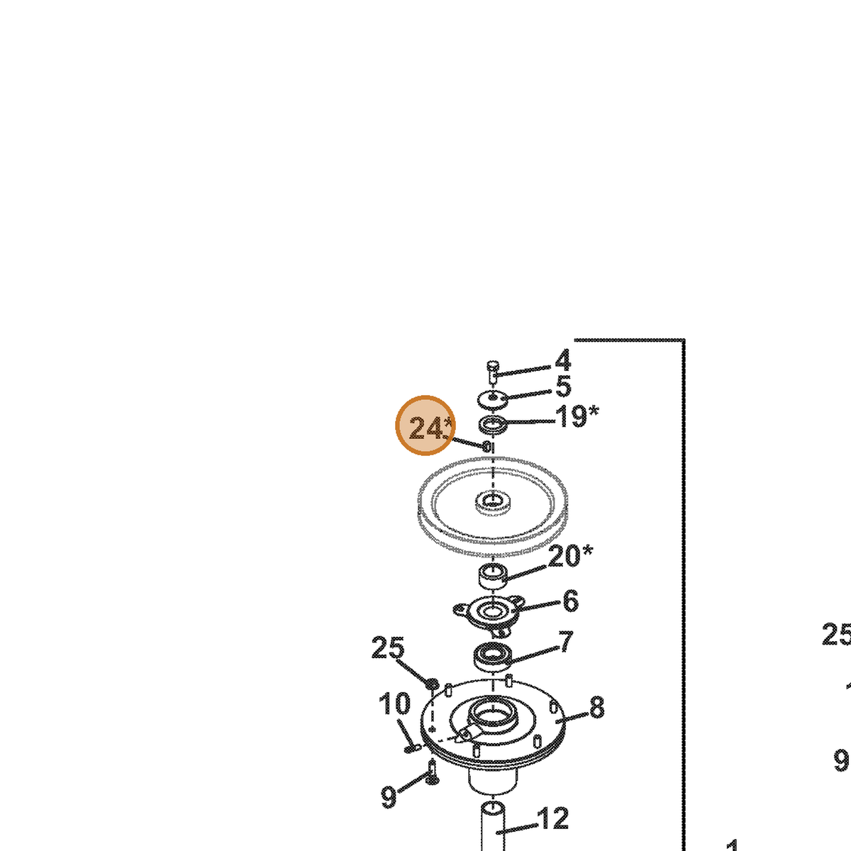 Grasshopper part 281575 — IPL diagram snippet (6x zoom, amber highlight)