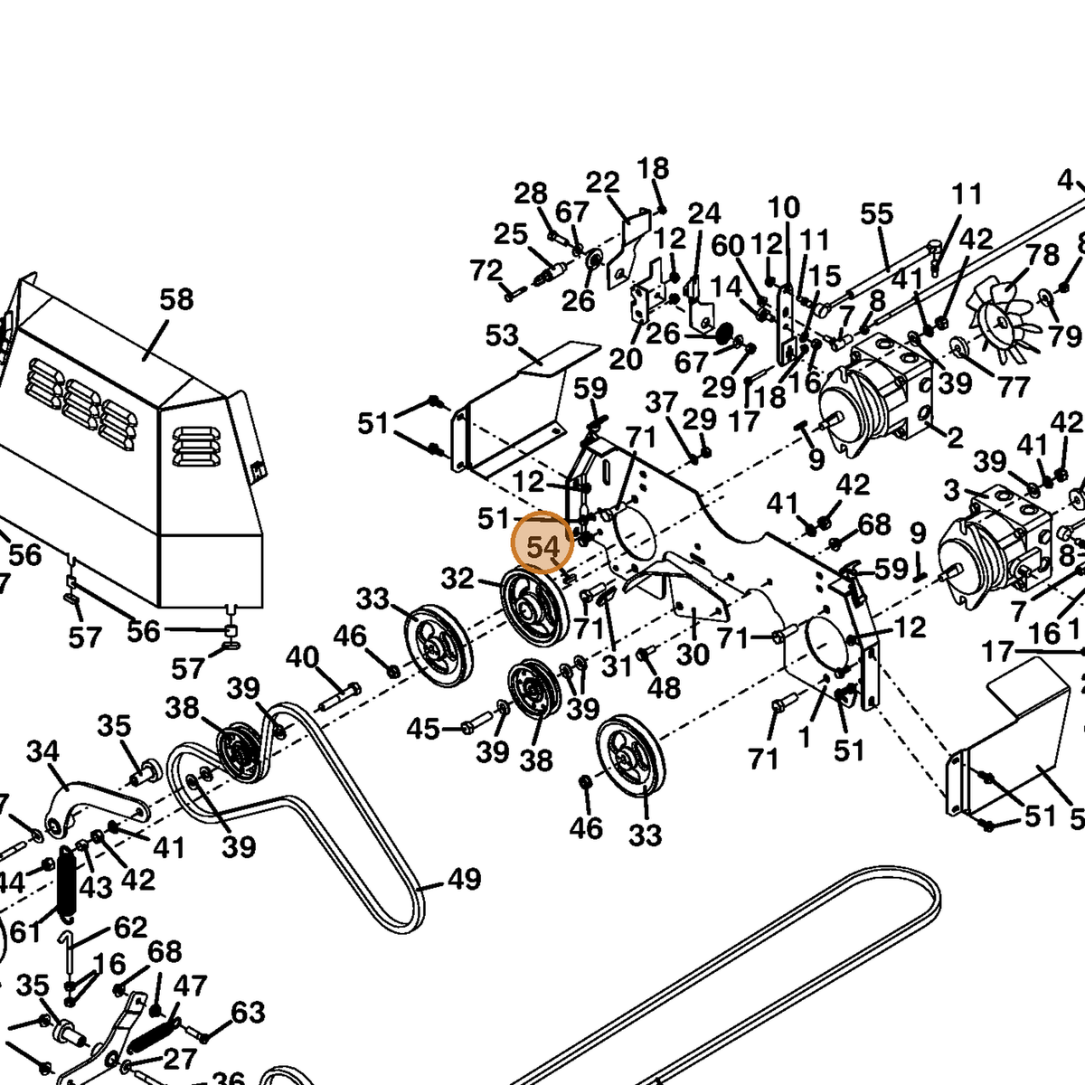 Grasshopper part 281670 — IPL diagram snippet (6x zoom, amber highlight)