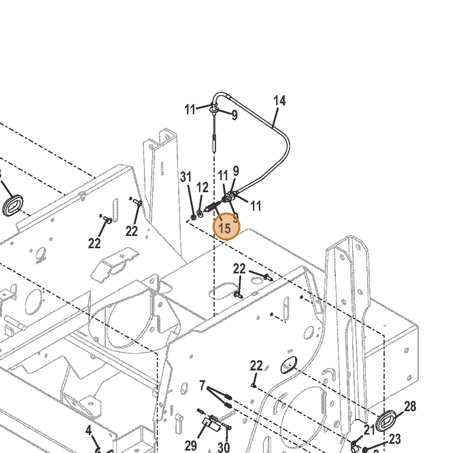 Grasshopper part 283311 — IPL diagram snippet (6x zoom, amber highlight)