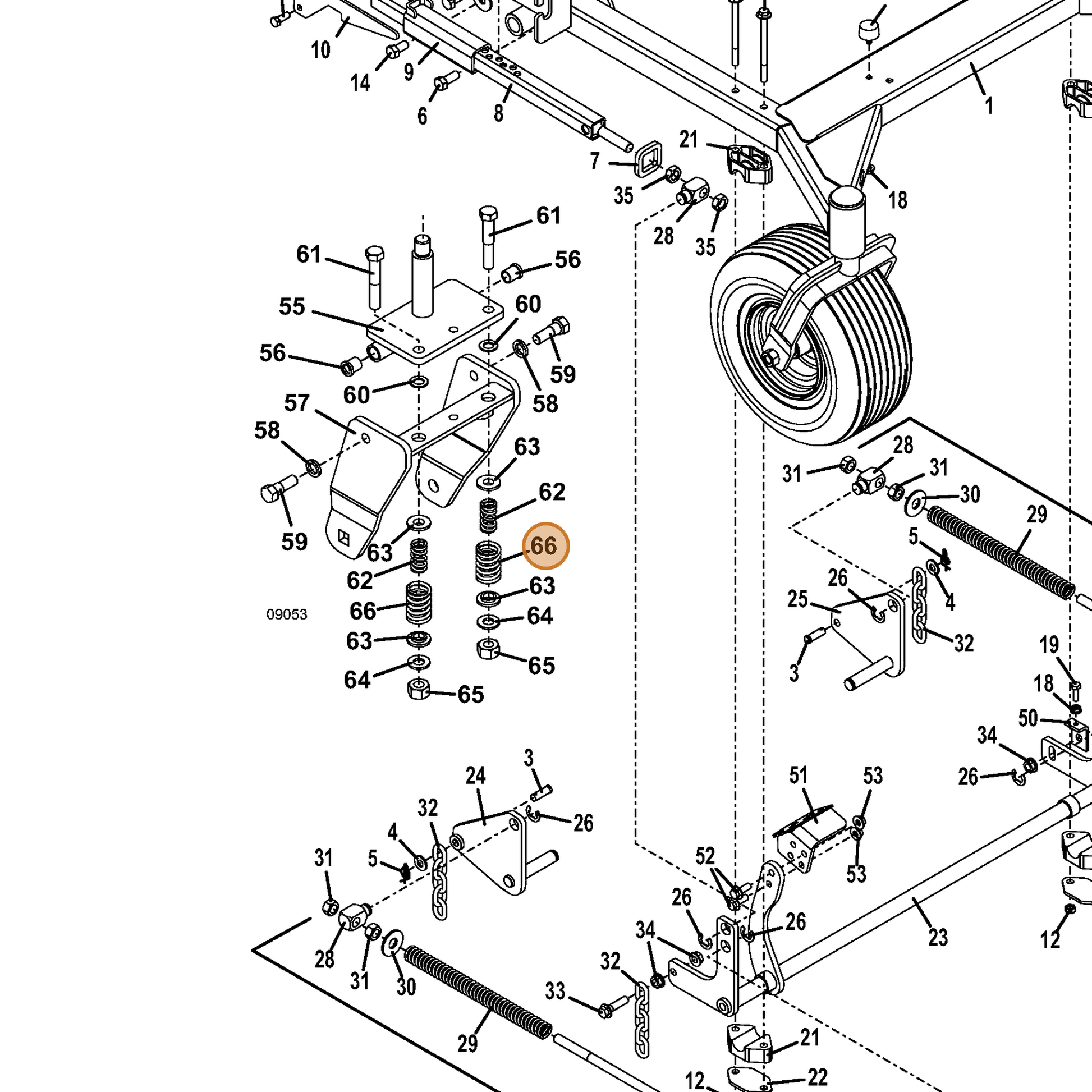 Grasshopper part 283388 — IPL diagram snippet (6x zoom, amber highlight)