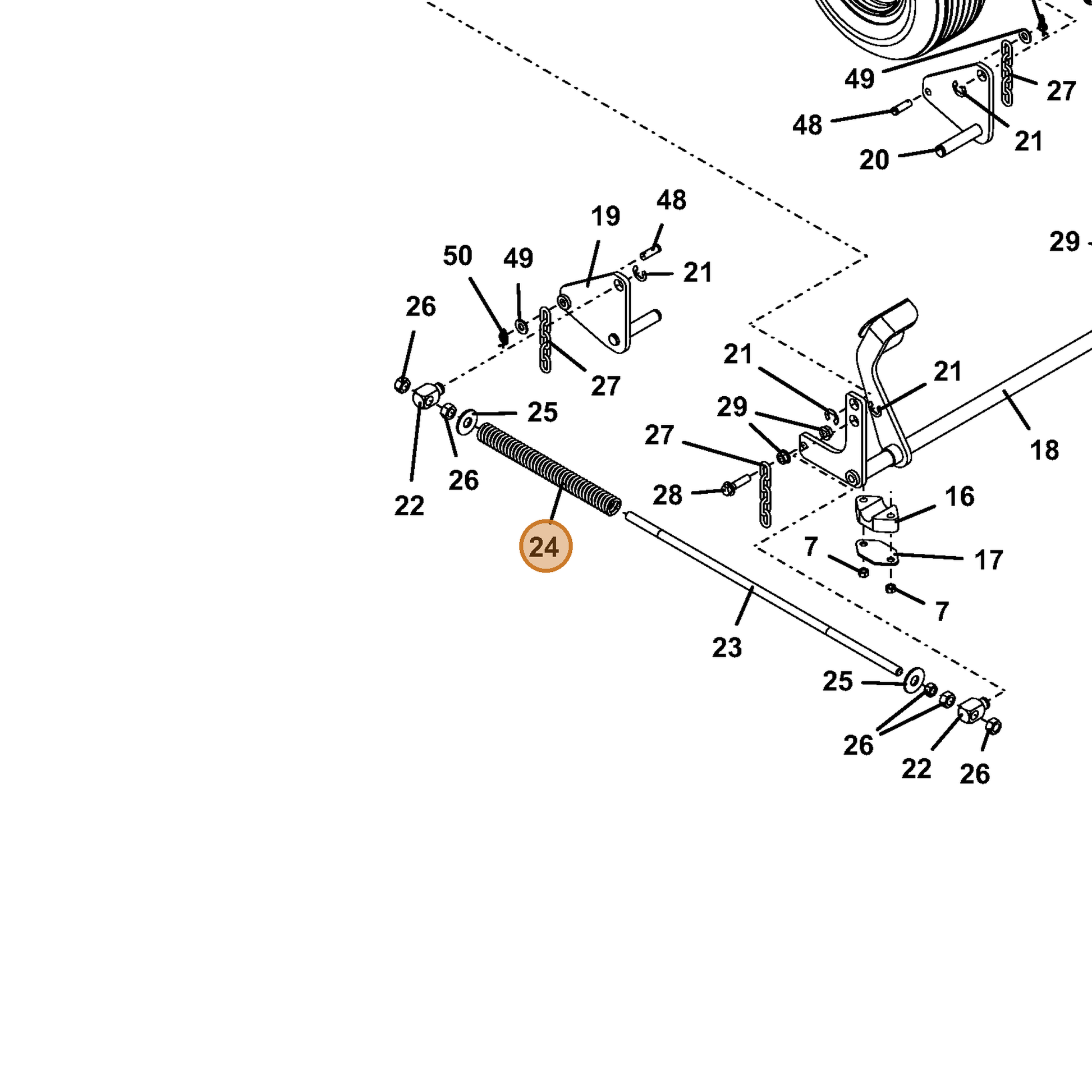 Grasshopper part 283395 — IPL diagram snippet (6x zoom, amber highlight)