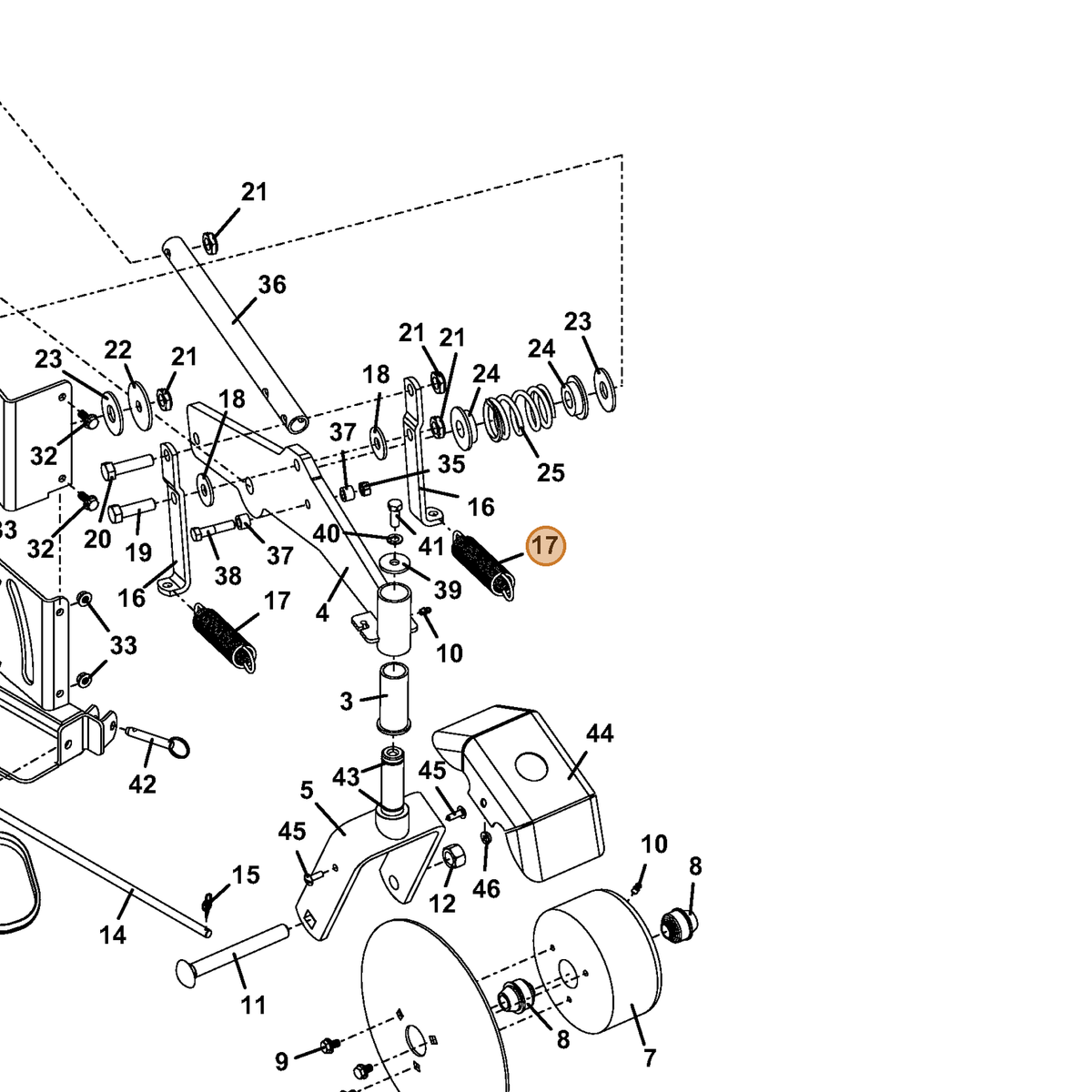 Grasshopper part 283848 — IPL diagram snippet (6x zoom, amber highlight)