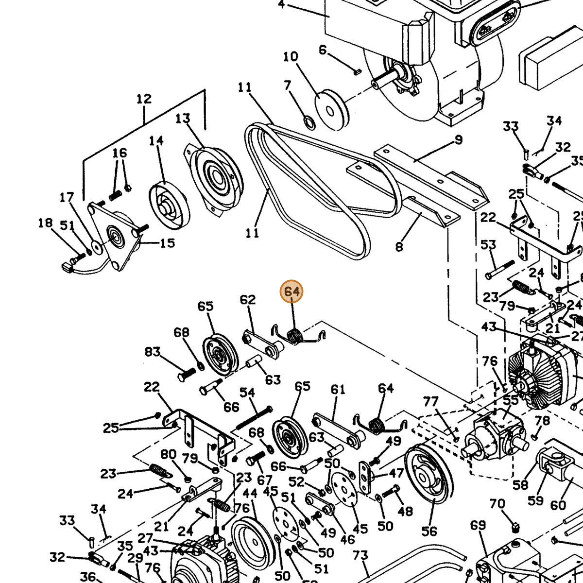 Grasshopper part 284434 — IPL diagram snippet (6x zoom, amber highlight)