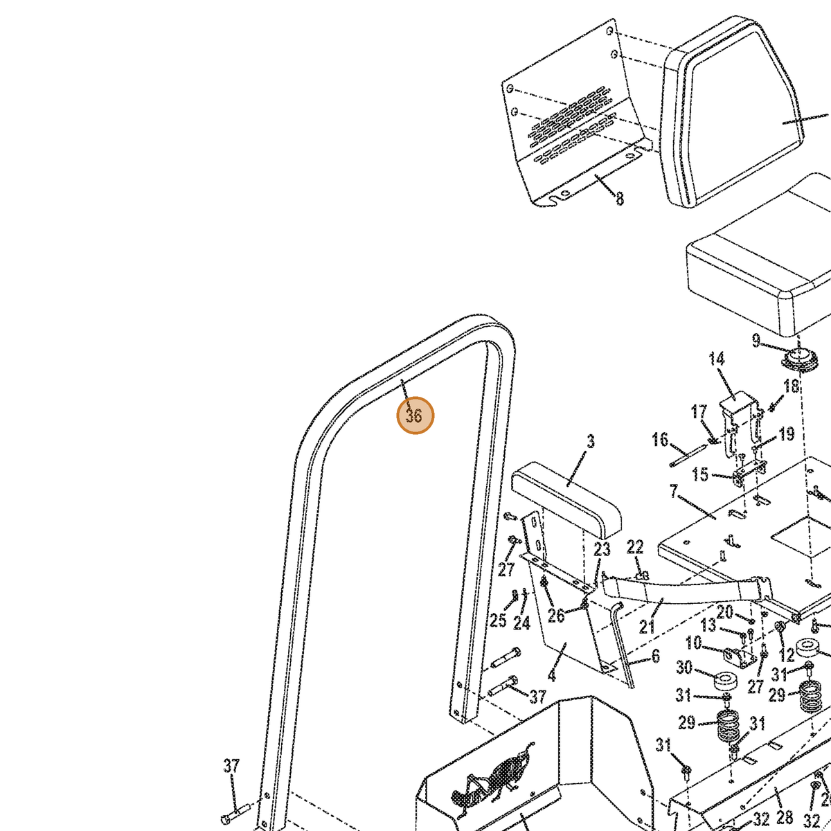 Grasshopper part 324111 — IPL diagram snippet (6x zoom, amber highlight)