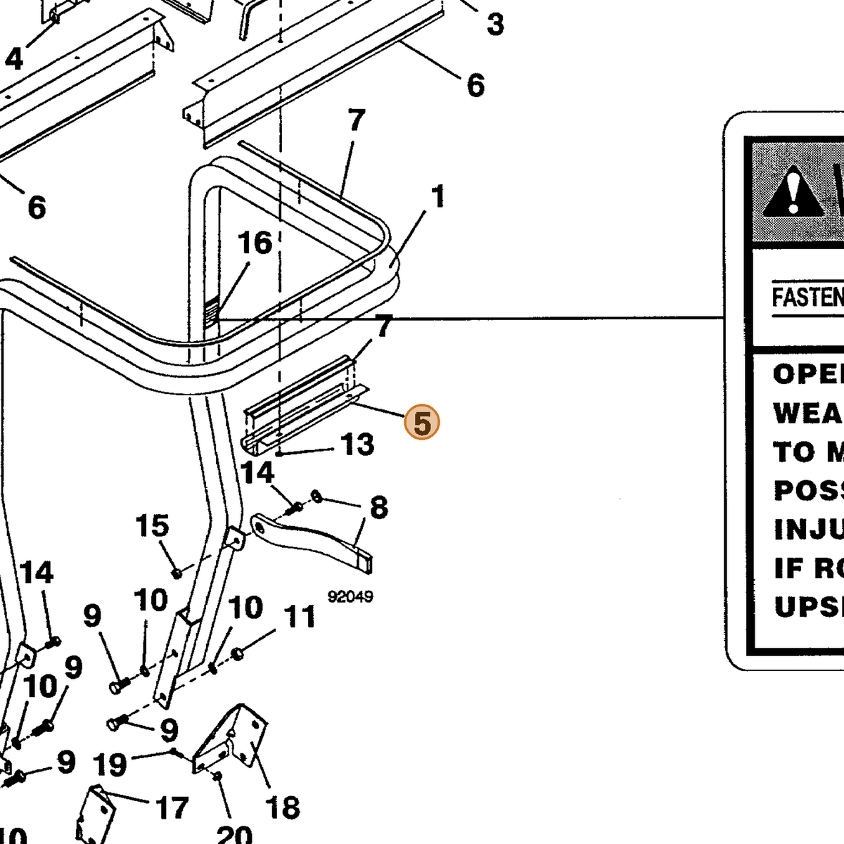 Grasshopper part 324140 — IPL diagram snippet (6x zoom, amber highlight)