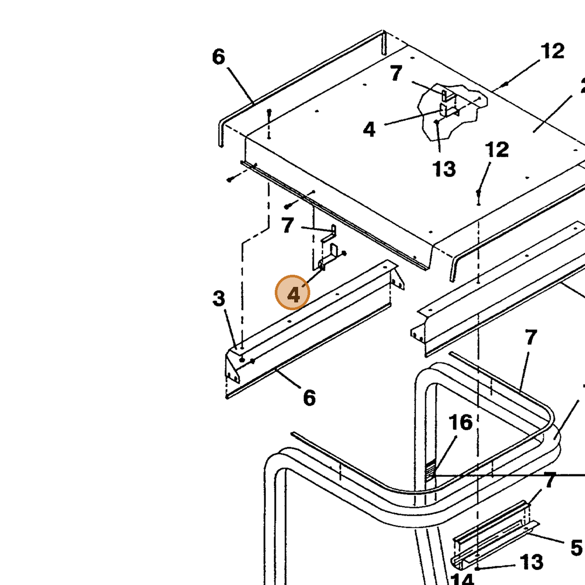 Grasshopper part 324145 — IPL diagram snippet (6x zoom, amber highlight)