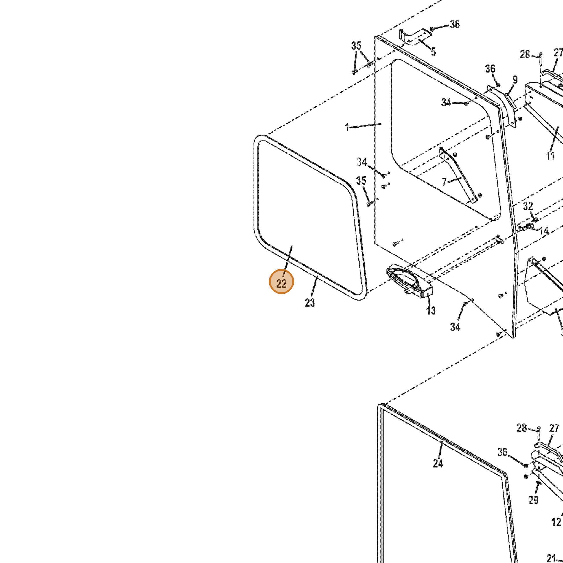 Grasshopper part 325019 — IPL diagram snippet (6x zoom, amber highlight)