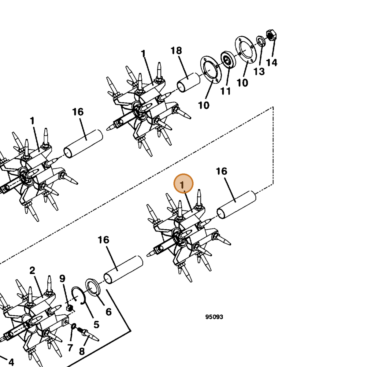 Grasshopper part 325605 — IPL diagram snippet (6x zoom, amber highlight)