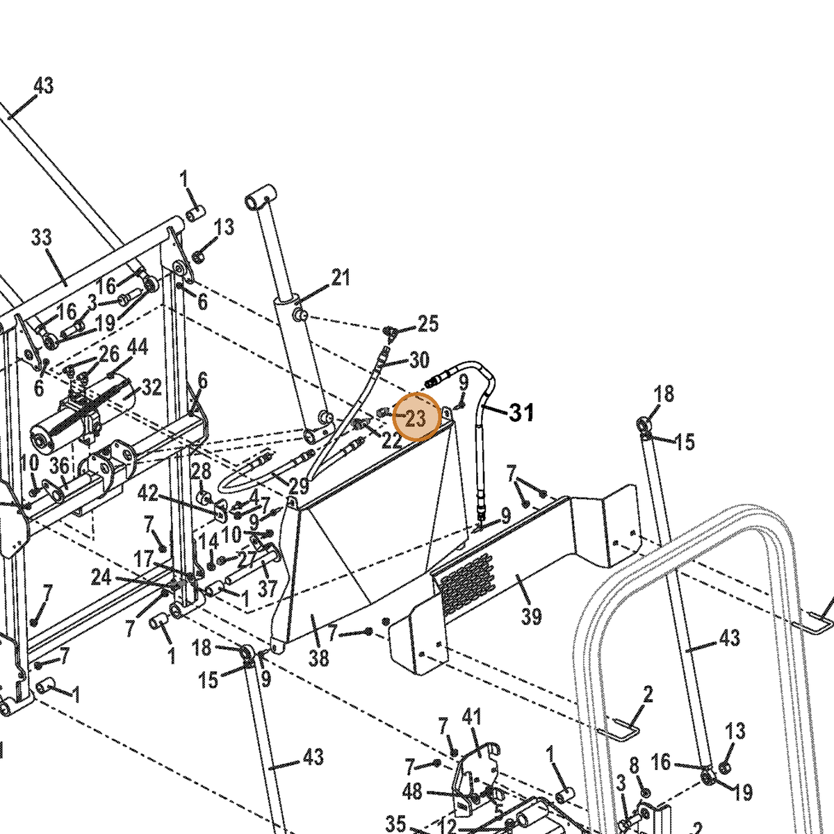 Grasshopper part 360011 — IPL diagram snippet (6x zoom, amber highlight)
