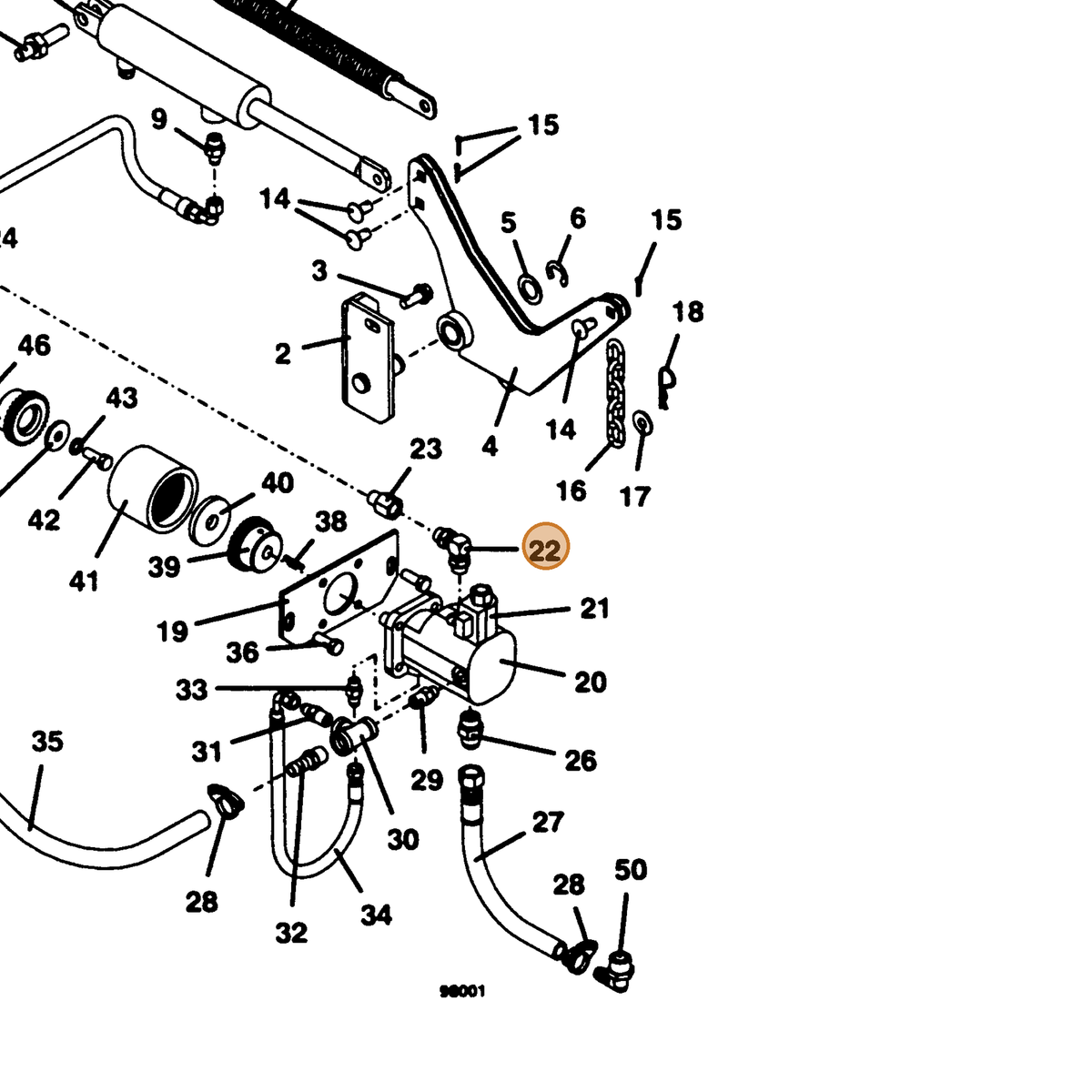 Grasshopper part 360055 — IPL diagram snippet (6x zoom, amber highlight)