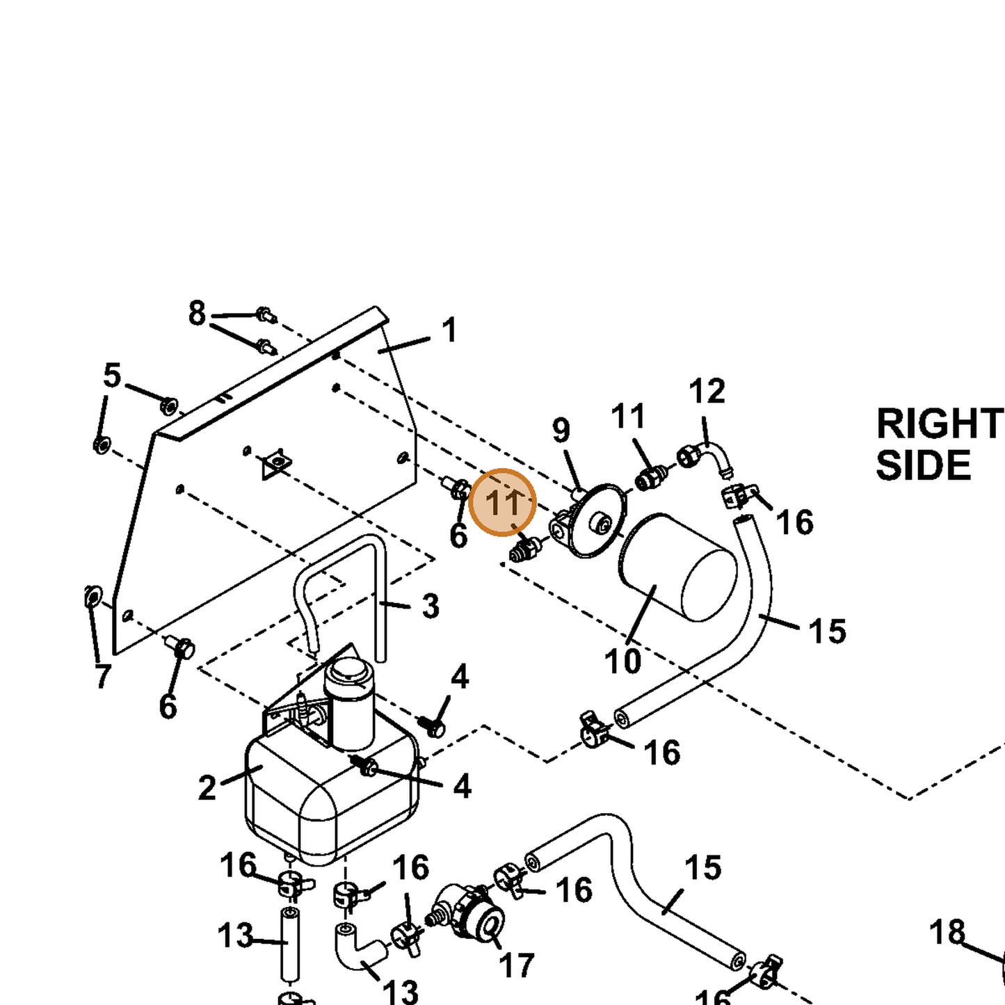 Grasshopper part 360057 — IPL diagram snippet (6x zoom, amber highlight)