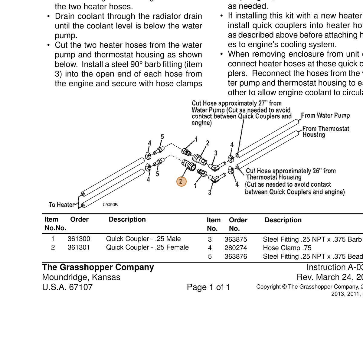 Grasshopper part 361301 — IPL diagram snippet (6x zoom, amber highlight)