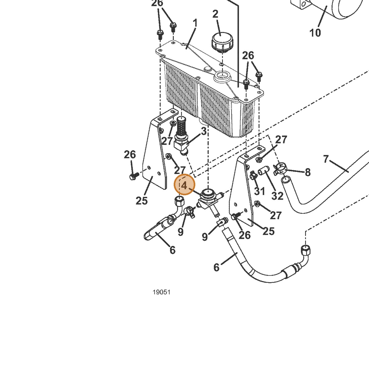 Grasshopper part 366570 — IPL diagram snippet (6x zoom, amber highlight)
