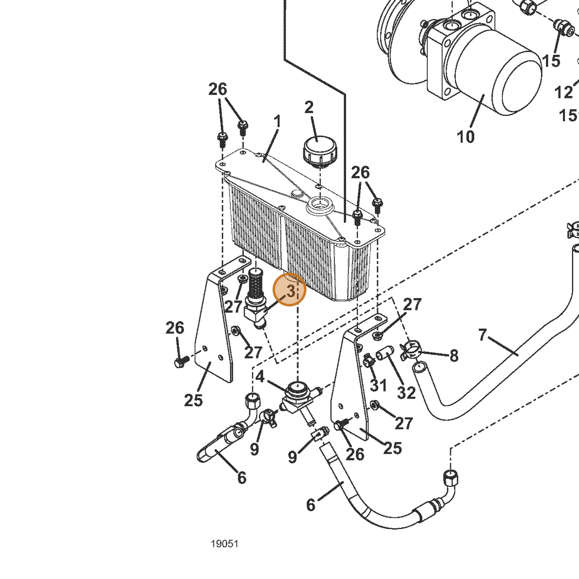 Grasshopper part 366571 — IPL diagram snippet (6x zoom, amber highlight)