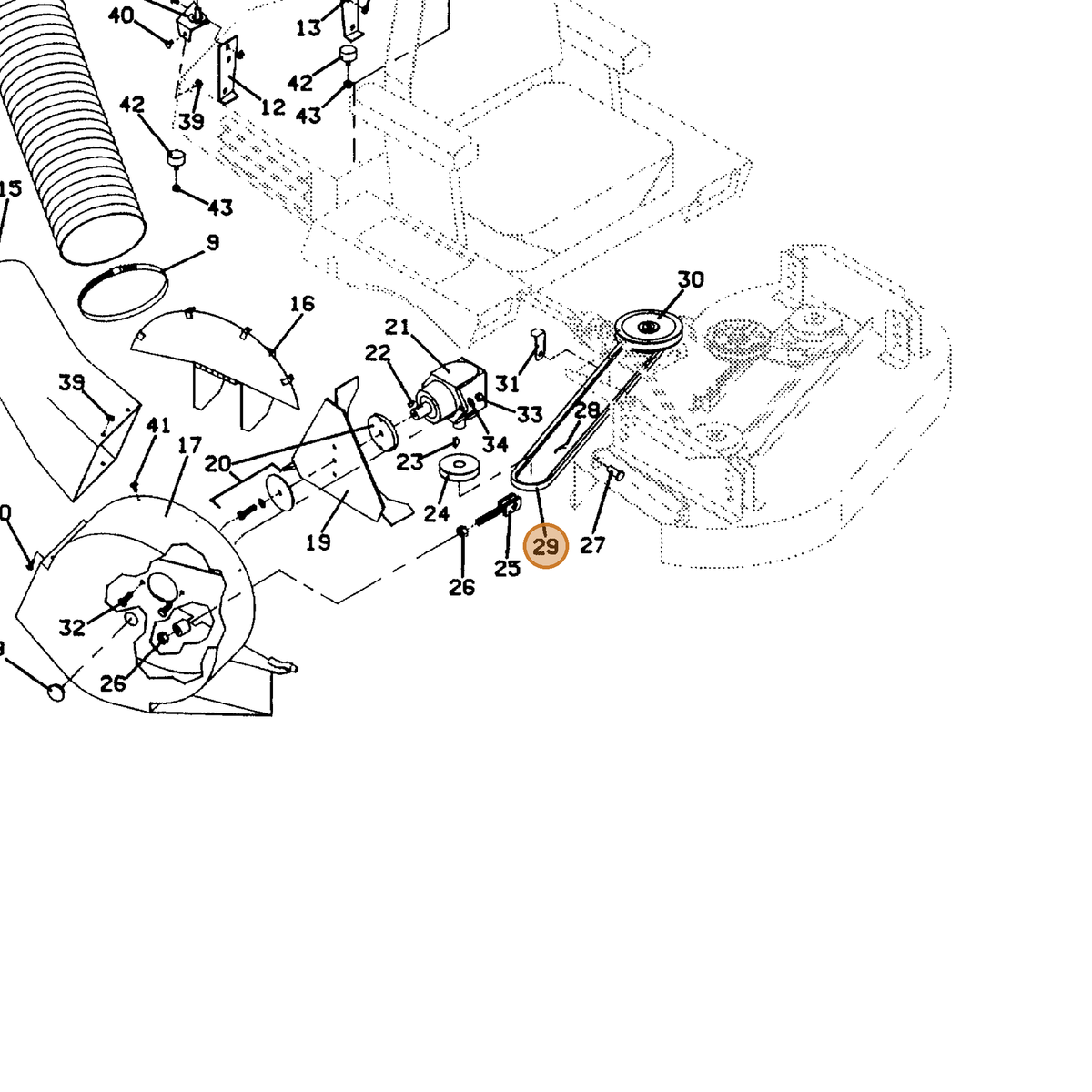 Grasshopper part 382825 — IPL diagram snippet (6x zoom, amber highlight)