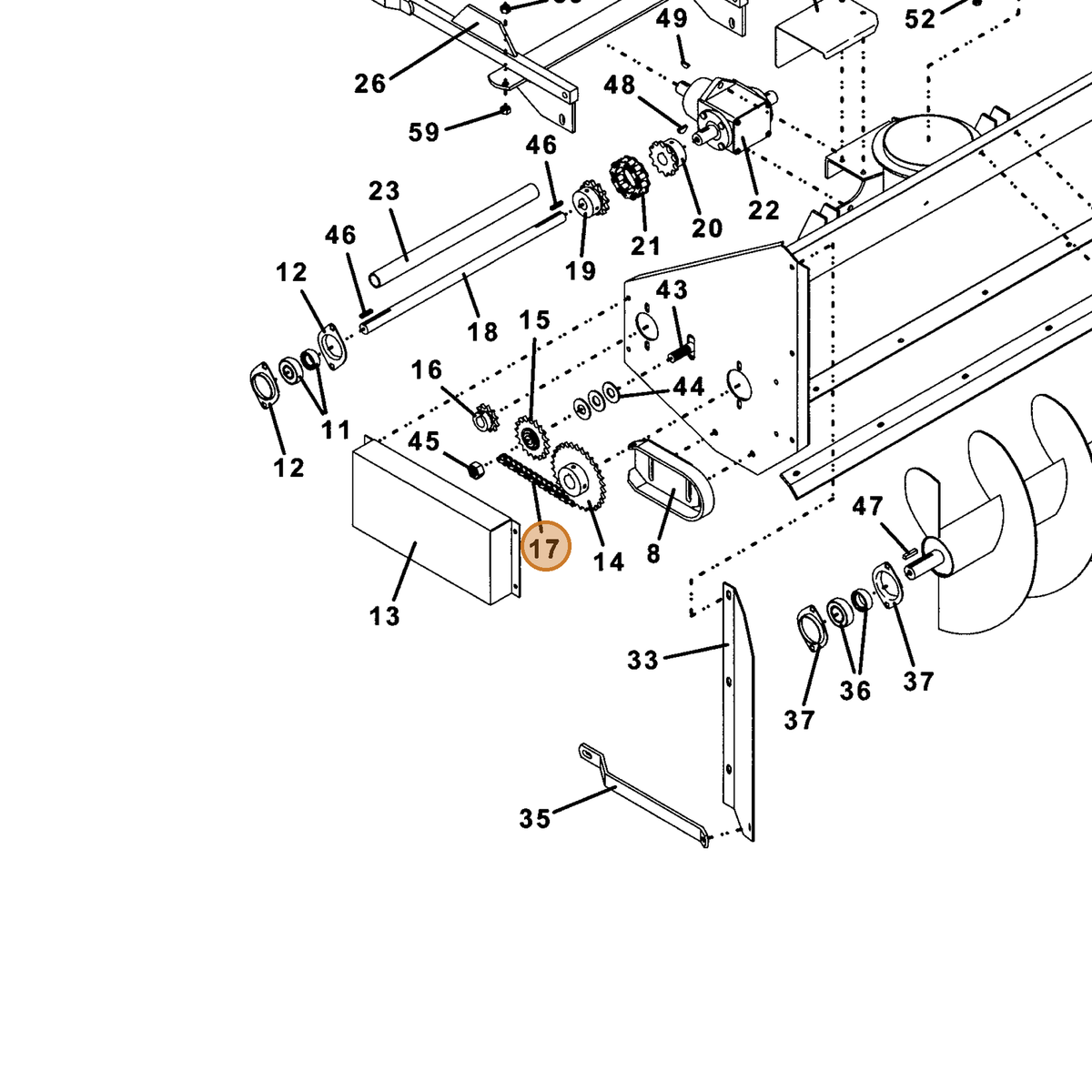 Grasshopper part 385260 — IPL diagram snippet (6x zoom, amber highlight)