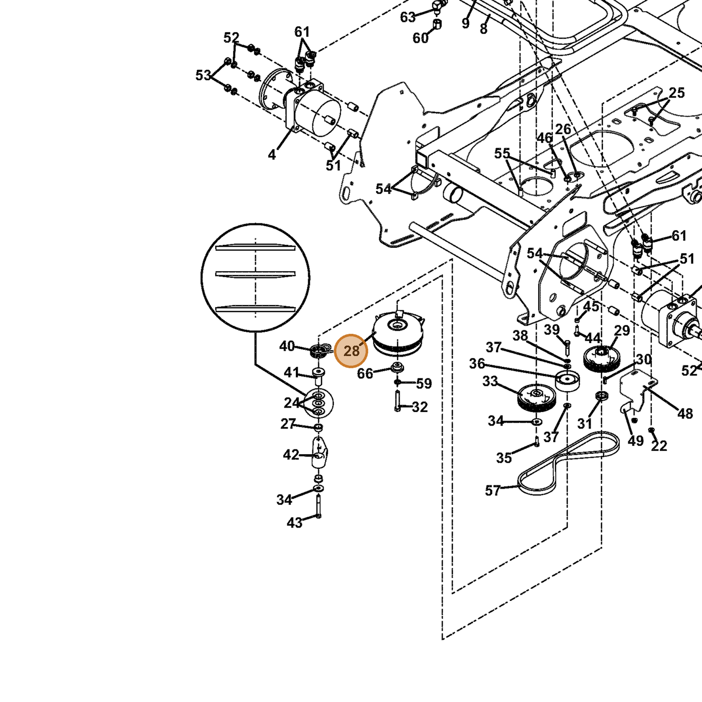 Grasshopper part 388752 — IPL diagram snippet (6x zoom, amber highlight)