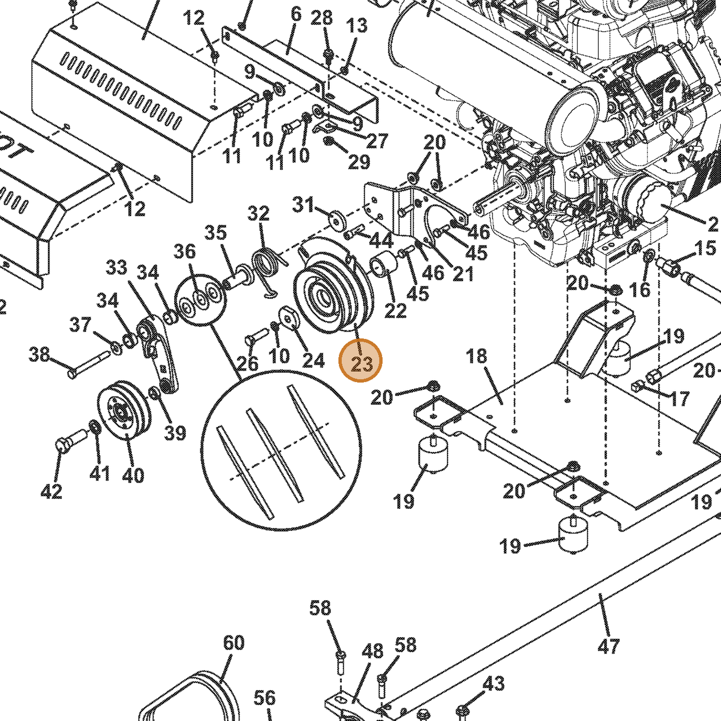 Grasshopper part 388772 — IPL diagram snippet (6x zoom, amber highlight)