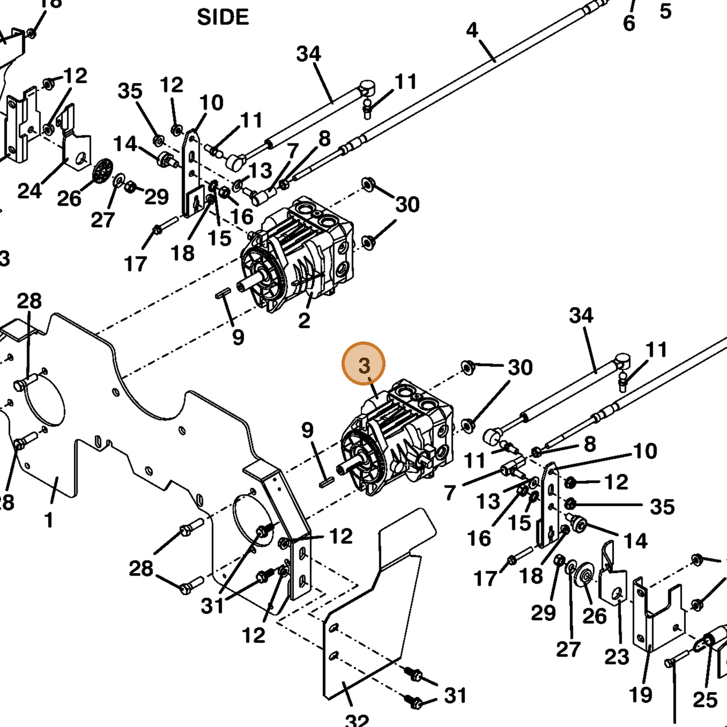Grasshopper part 391457 — IPL diagram snippet (6x zoom, amber highlight)