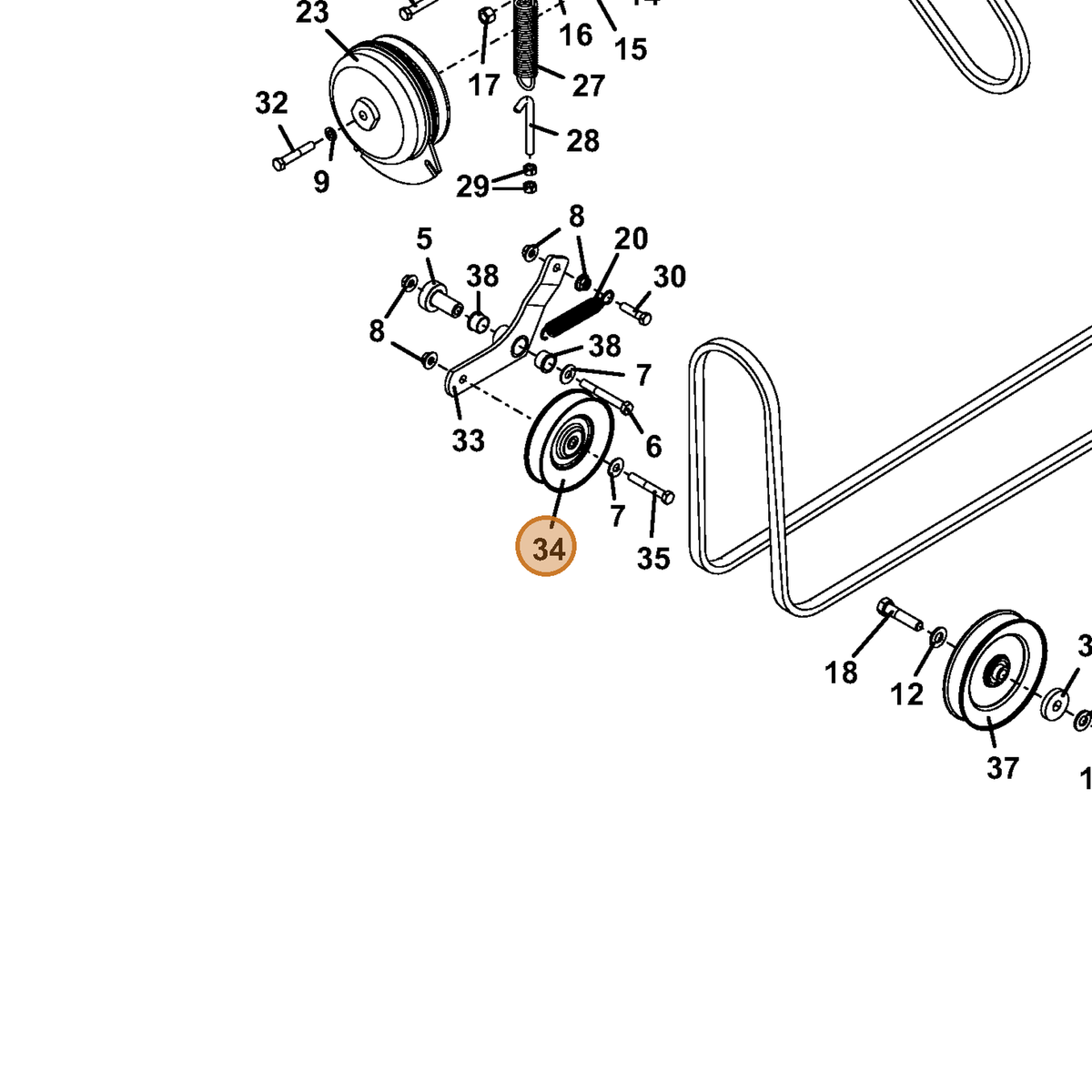 Grasshopper part 393376 — IPL diagram snippet (6x zoom, amber highlight)