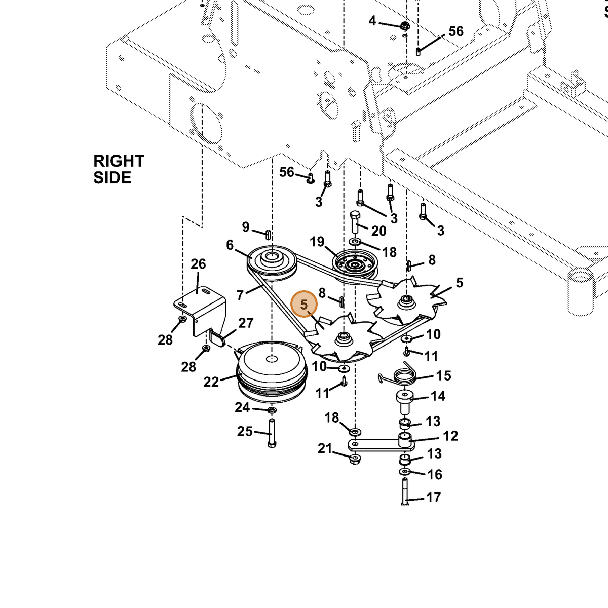 Grasshopper part 415555 — IPL diagram snippet (6x zoom, amber highlight)