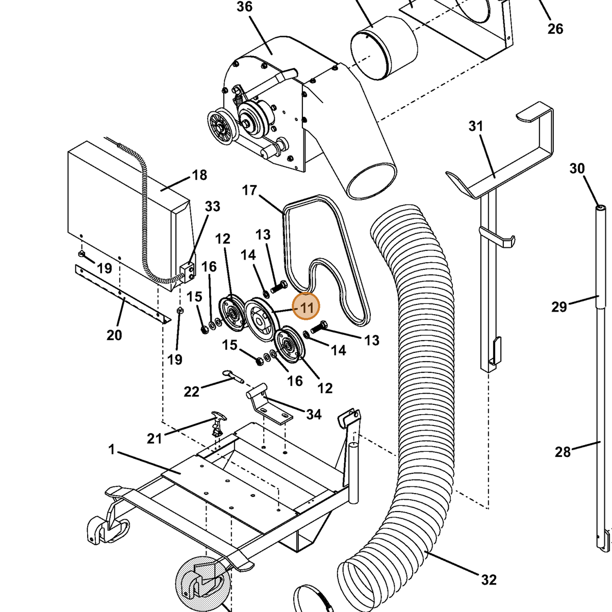 Grasshopper part 415877 — IPL diagram snippet (6x zoom, amber highlight)