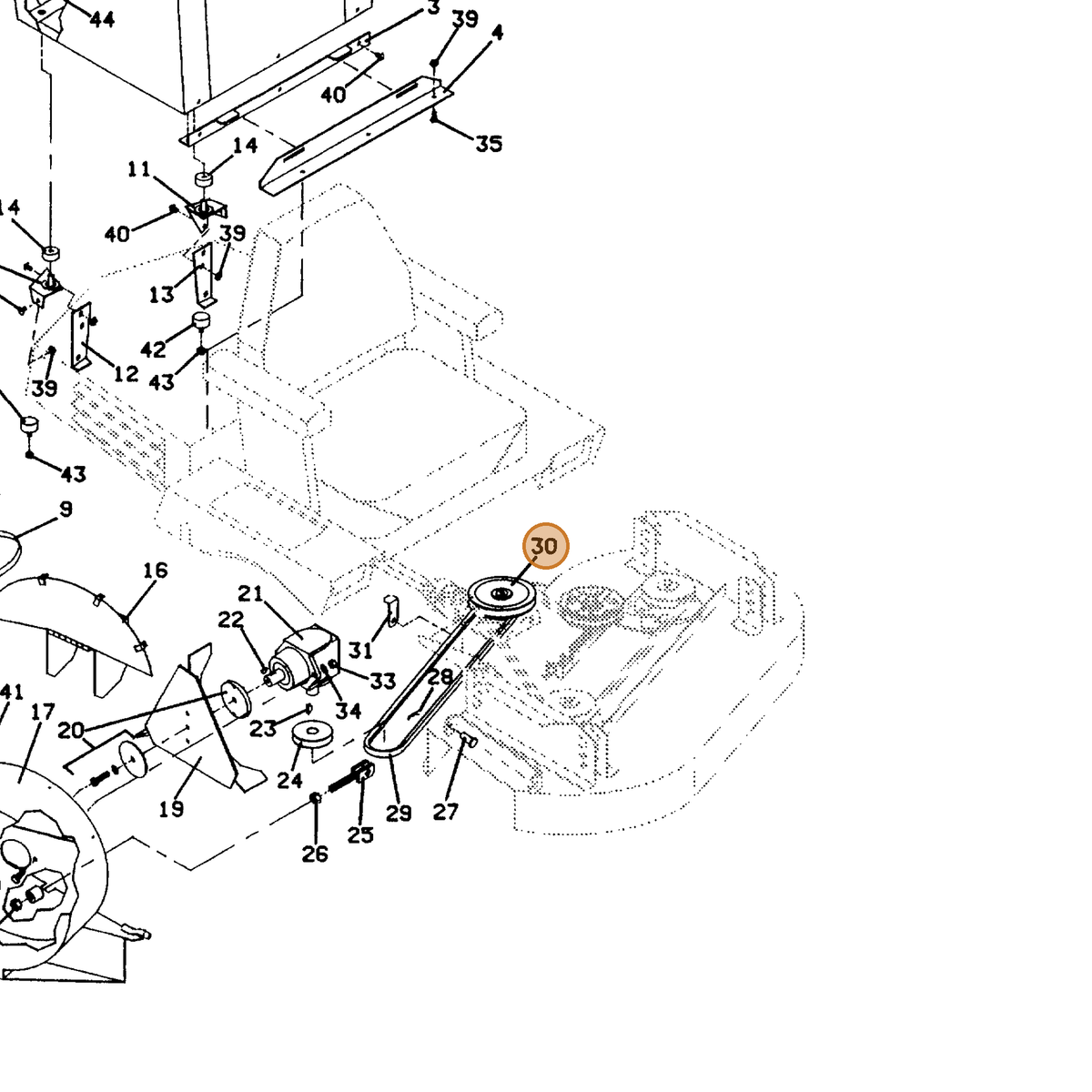 Grasshopper part 416119 — IPL diagram snippet (6x zoom, amber highlight)