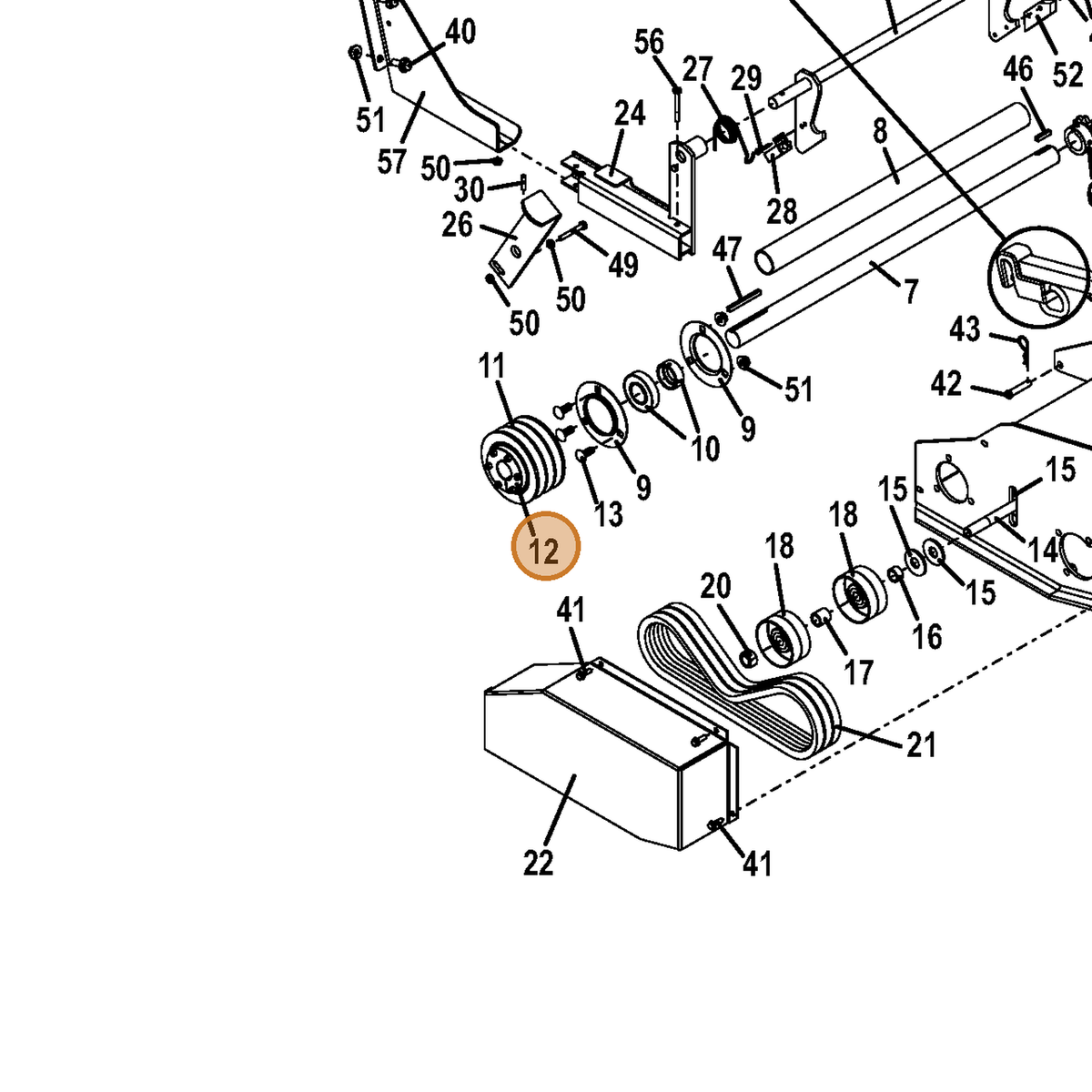 Grasshopper part 417003 — IPL diagram snippet (6x zoom, amber highlight)