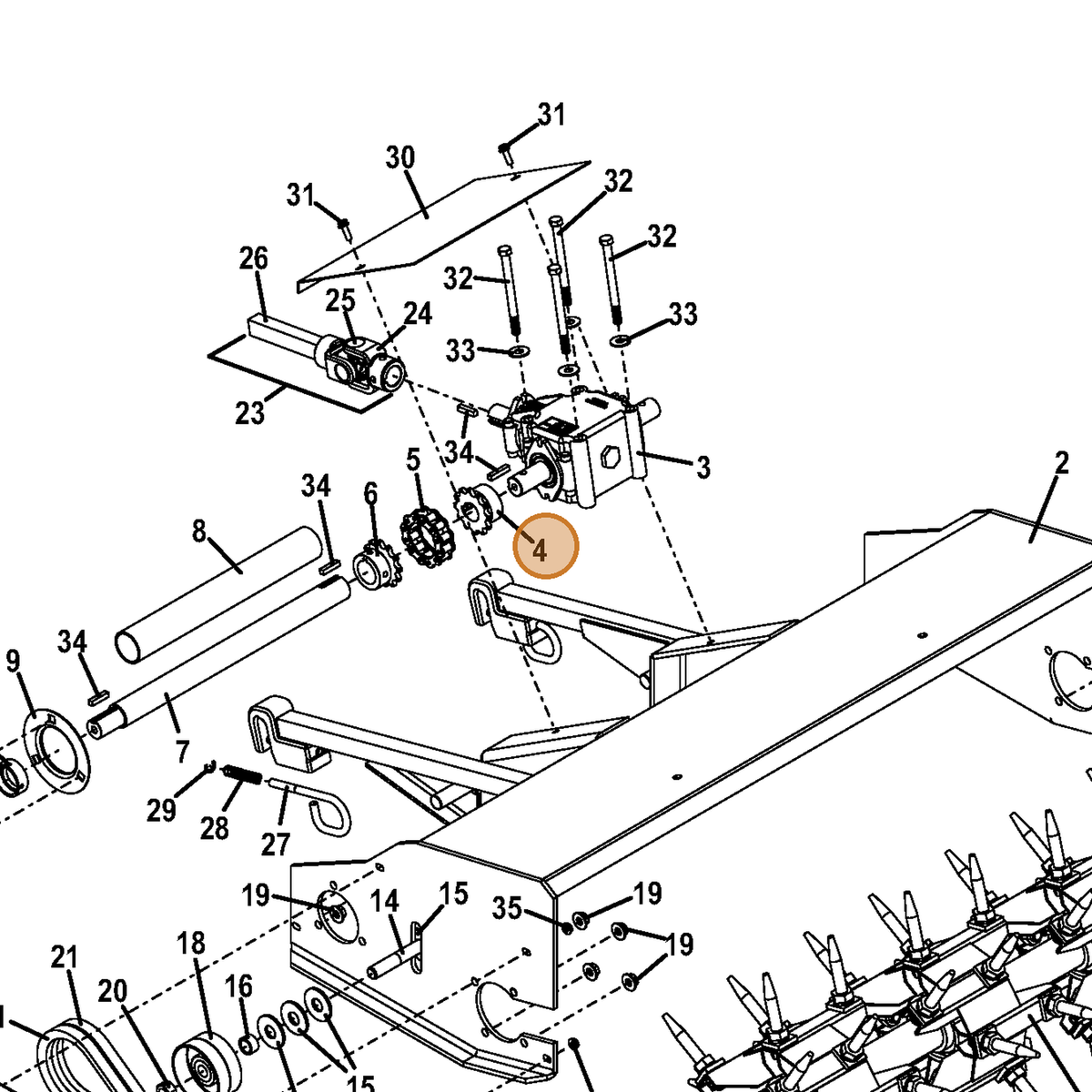 Grasshopper part 418425 — IPL diagram snippet (6x zoom, amber highlight)