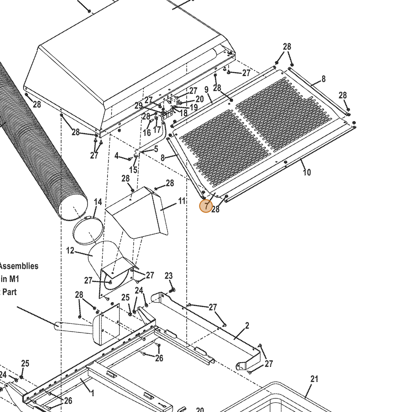Grasshopper part 420008 — IPL diagram snippet (6x zoom, amber highlight)