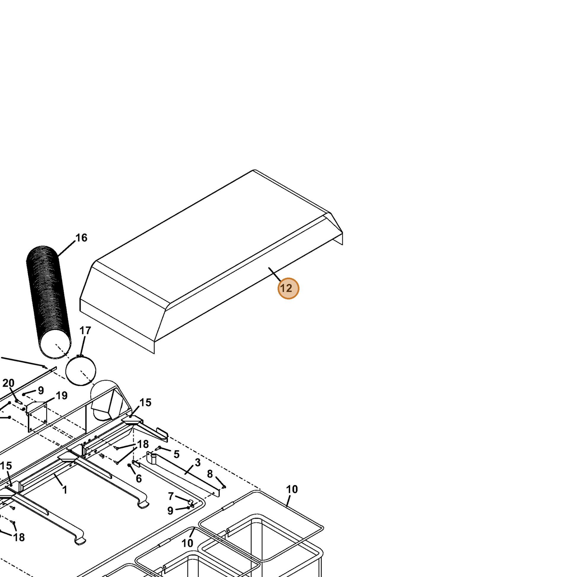 Grasshopper part 420037 — IPL diagram snippet (6x zoom, amber highlight)
