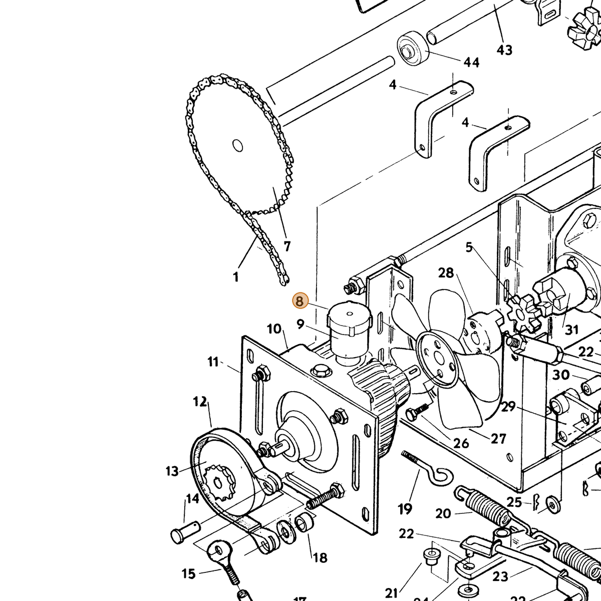 Grasshopper part 422001 — IPL diagram snippet (6x zoom, amber highlight)