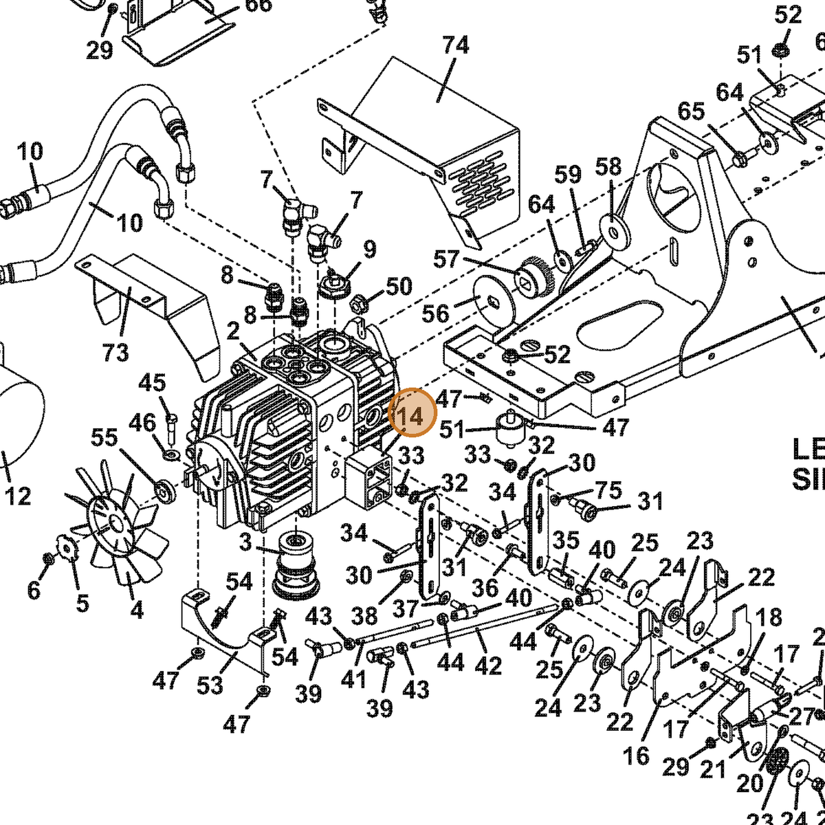 Grasshopper part 422039 — IPL diagram snippet (6x zoom, amber highlight)