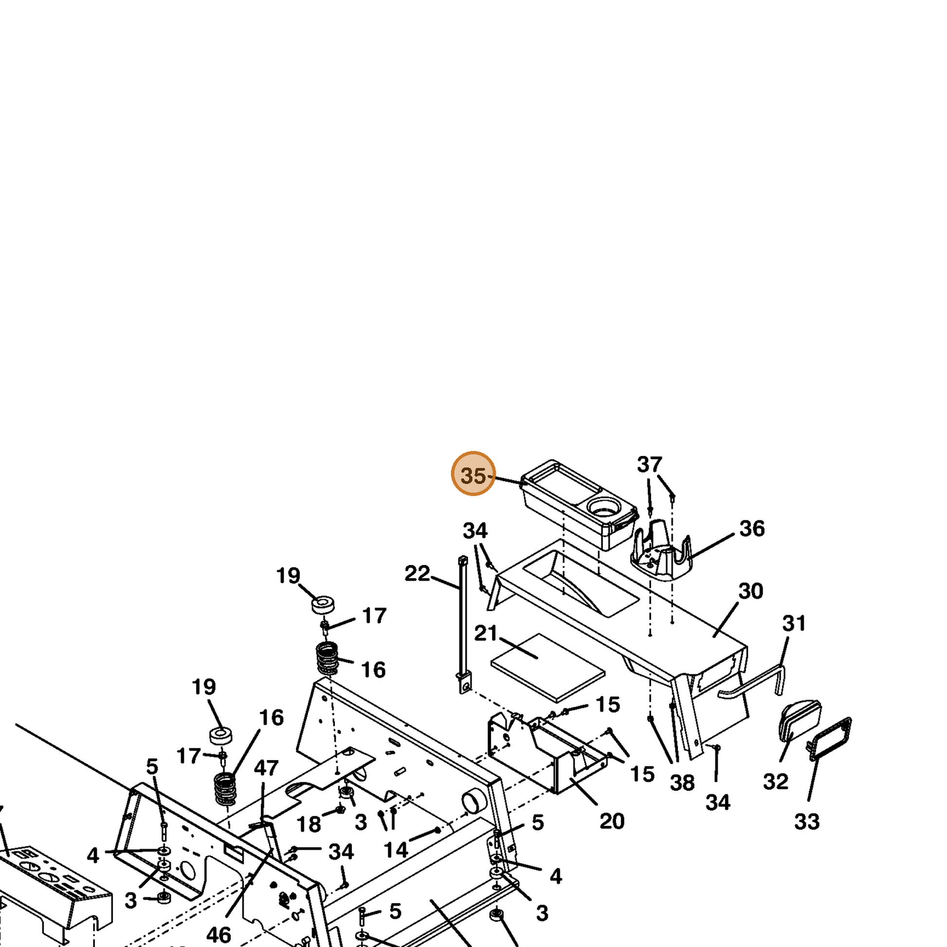 Grasshopper part 422040 — IPL diagram snippet (6x zoom, amber highlight)