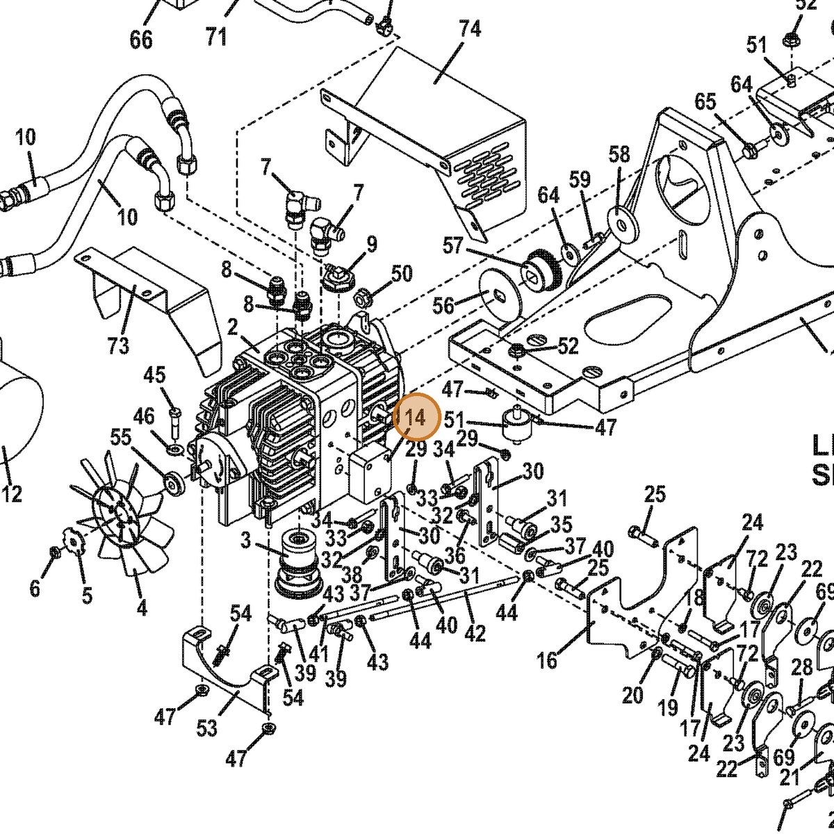 Grasshopper part 422041 — IPL diagram snippet (6x zoom, amber highlight)