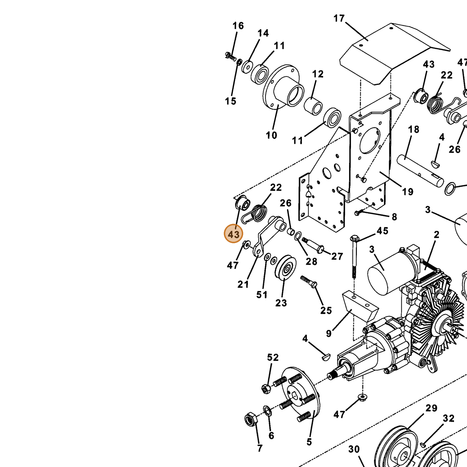 Grasshopper part 422750 — IPL diagram snippet (6x zoom, amber highlight)