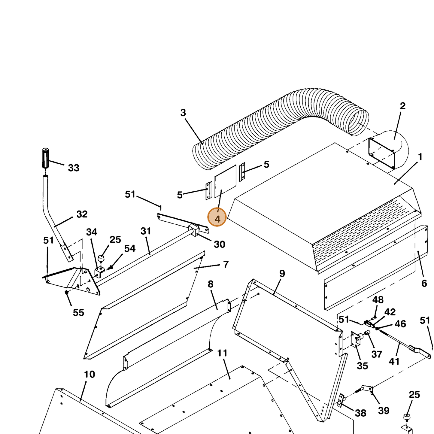 Grasshopper part 423504 — IPL diagram snippet (6x zoom, amber highlight)