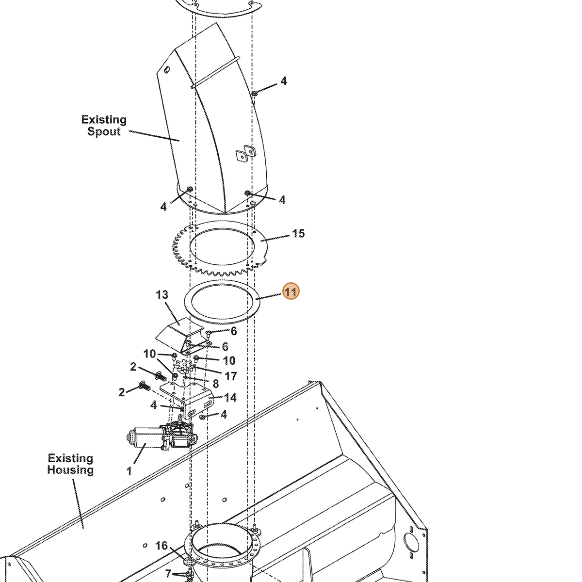 Grasshopper part 423521 — IPL diagram snippet (6x zoom, amber highlight)