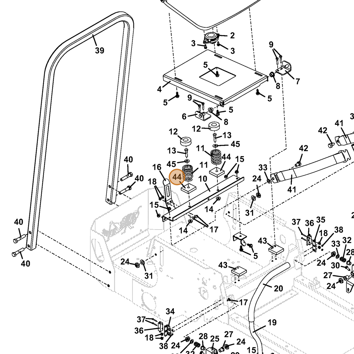 Grasshopper part 423612 — IPL diagram snippet (6x zoom, amber highlight)